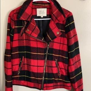Plaid fleece jacket, size M